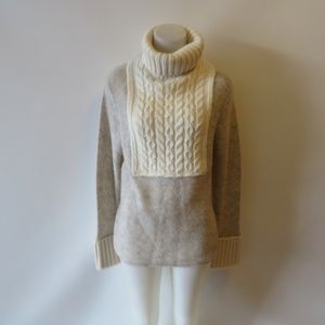 TORY BURCH IVORY/GRAY TURTLENECK SWEATER SZ XL*